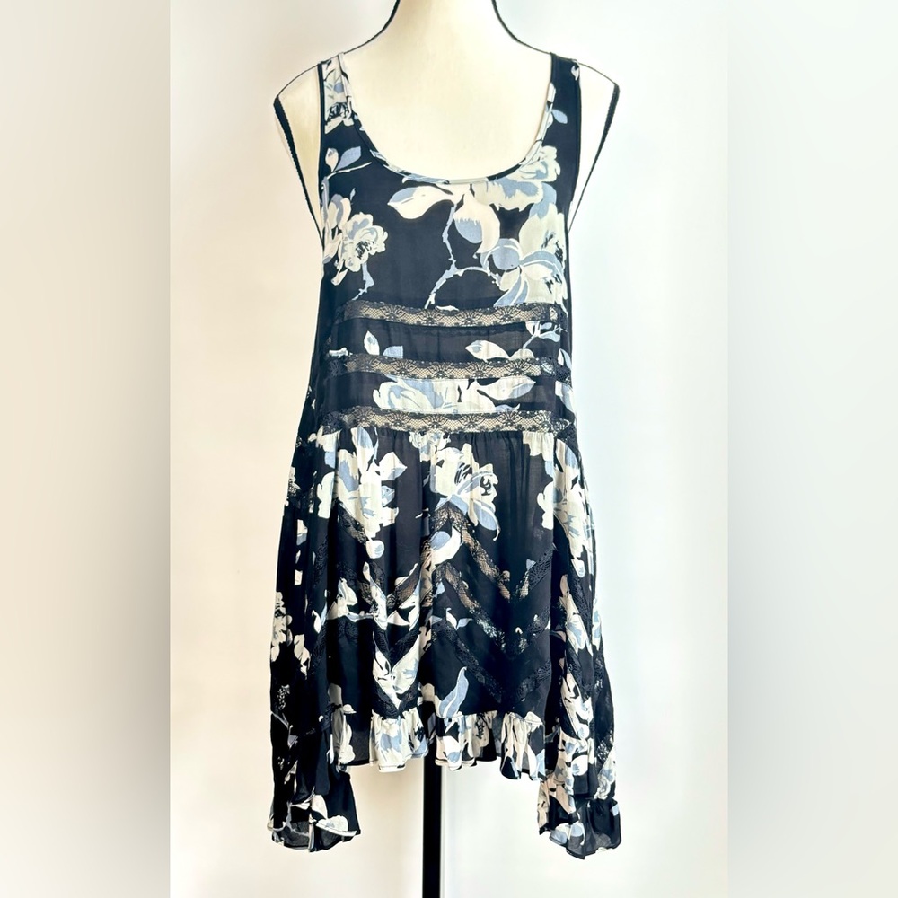 Intimately Free People Black Floral Lace‎ Voile Goth Trapeze Slip Dress Tunic XS - Picture 3 of 7